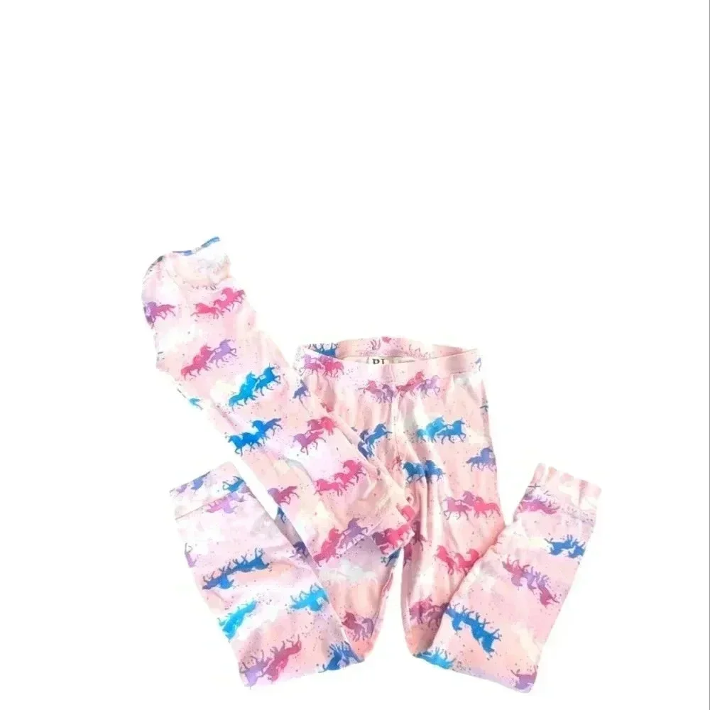 The Children's Place Colorful Unicorn Girls'  Pajama Set Cotton SZ 6-7
